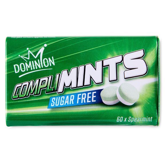 Dominion Complimints Sugar Free Spearmint Mints 30g/60 Pack